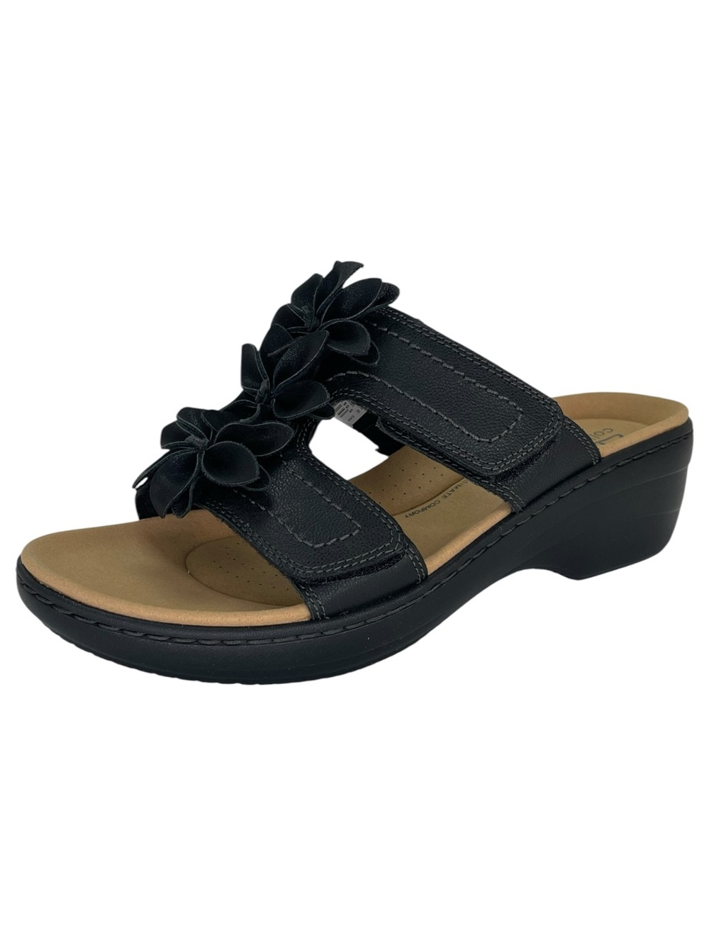 Clarks Merliah Raelyn Black Leather Slip On Womens Sandals Size 10M - Picture 2 of 11
